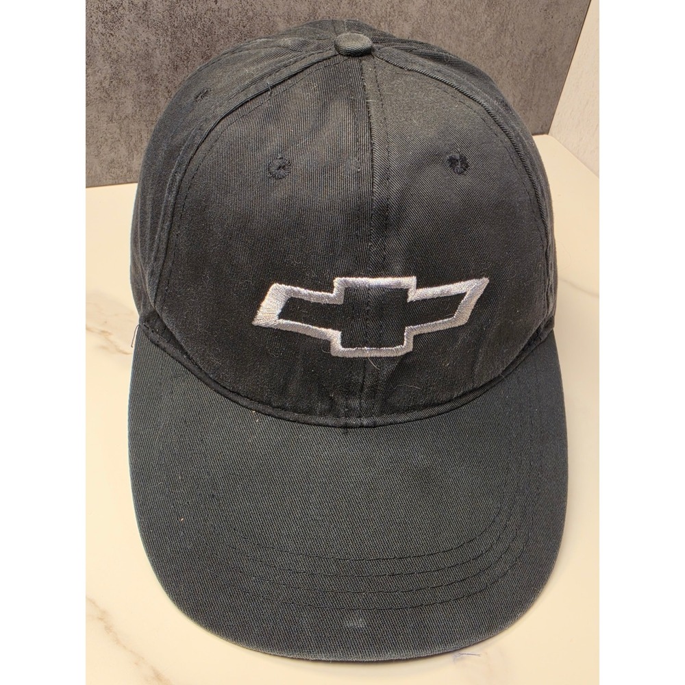 Chevrolet Bowtie Logo Black Embroidered Baseball Cap Adjustable Hat Mens